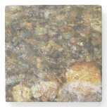 River-Worn Pebbles Brown and Grey Natural Abstract Stone Coaster