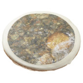 River-Worn Pebbles Brown and Grey Natural Abstract Sugar Cookie (Angled)