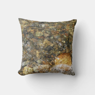 River-Worn Pebbles Brown and Grey Natural Abstract Throw Pillow