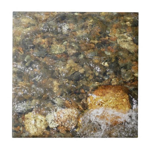 River_Worn Pebbles Brown and Grey Natural Abstract Tile