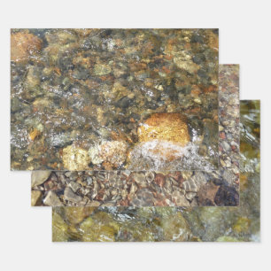 River-Worn Pebbles Brown and Grey Natural Abstract Wrapping Paper Sheets