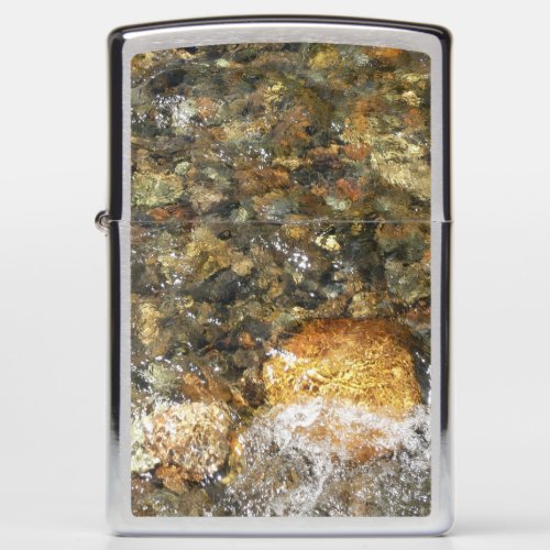 River_Worn Pebbles Brown and Grey Natural Abstract Zippo Lighter