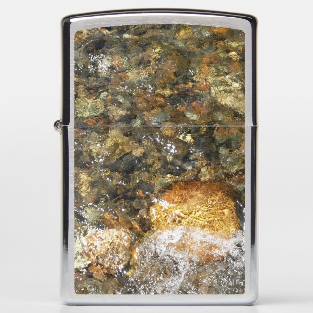 River-Worn Pebbles Brown and Grey Natural Abstract Zippo Lighter (Front)