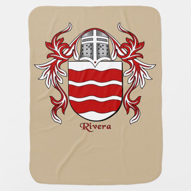 Rivera Heraldic Shield and Mantling Baby Blanket (Front)