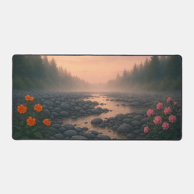 Riverbed Sunrise Landscape Desk Mat (Front)