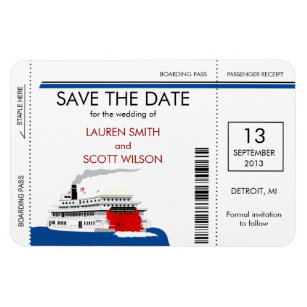 Riverboat Boarding Pass Save the Date Magnets