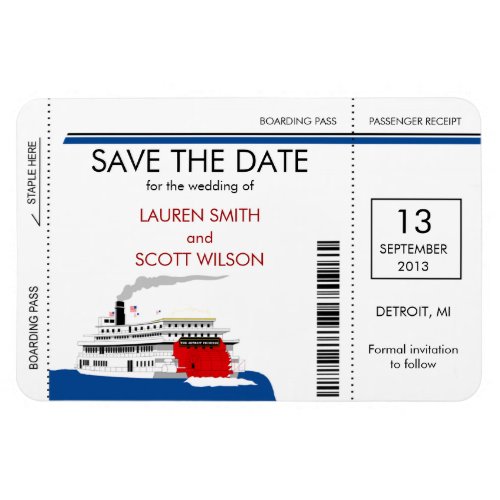 Riverboat Boarding Pass Save the Date Magnets