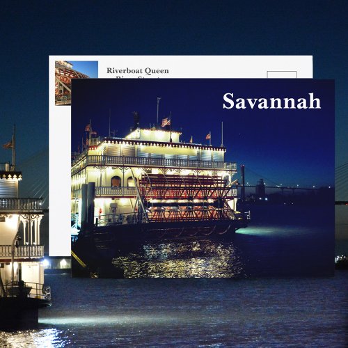 Riverboat Paddleboat Savannah GA Photographic Postcard