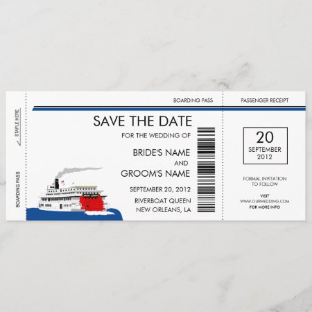 Riverboat Wedding Save The Date Cards