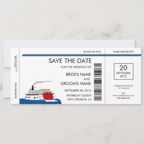 Riverboat Wedding Save the Date Cards