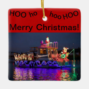 Riverboat with Christmas Lights Christmas Ornament