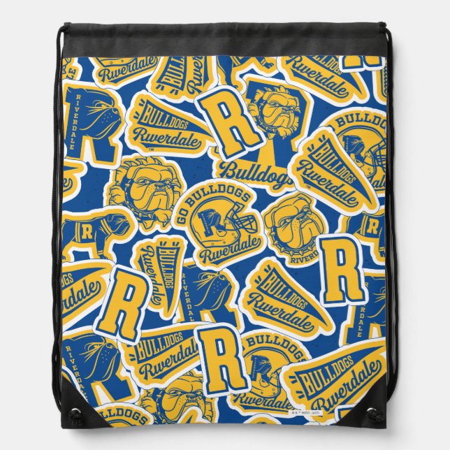 Riverdale Football and Cheer Pattern Drawstring Bag (Front)