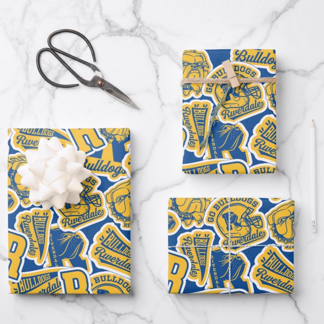 Riverdale Football and Cheer Pattern Wrapping Paper Sheets (Front)