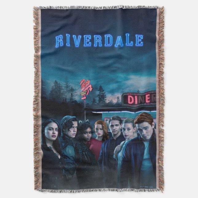 Riverdale Outside Pop's Diner Poster Throw Blanket (Front Vertical)