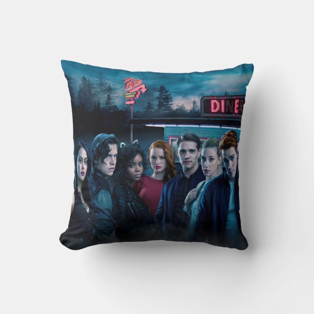 Riverdale Outside Pop's Diner Poster Throw Pillow (Front)