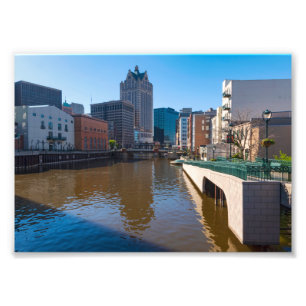 riverfront from kilbourn street in milwaukee photo print