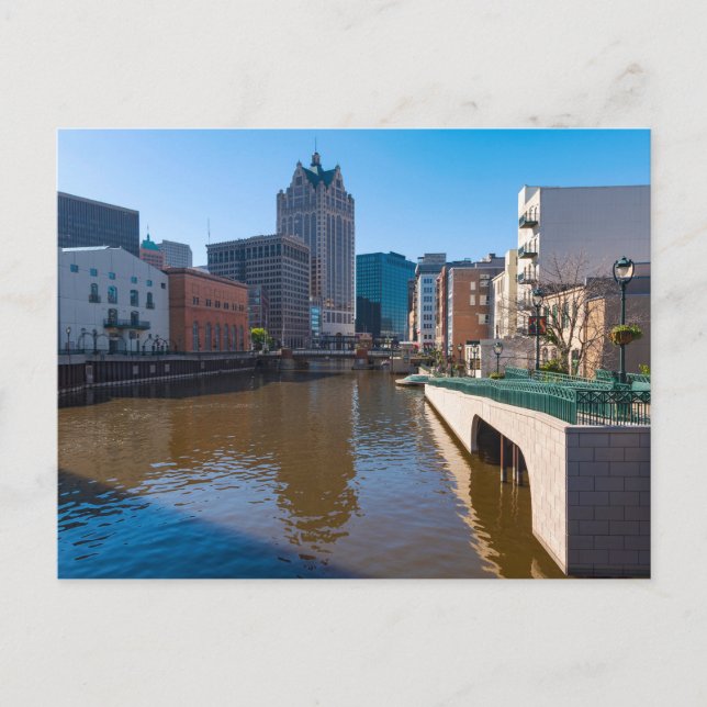 riverfront from kilbourn street in milwaukee postcard (Front)
