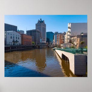 riverfront from kilbourn street in milwaukee poster
