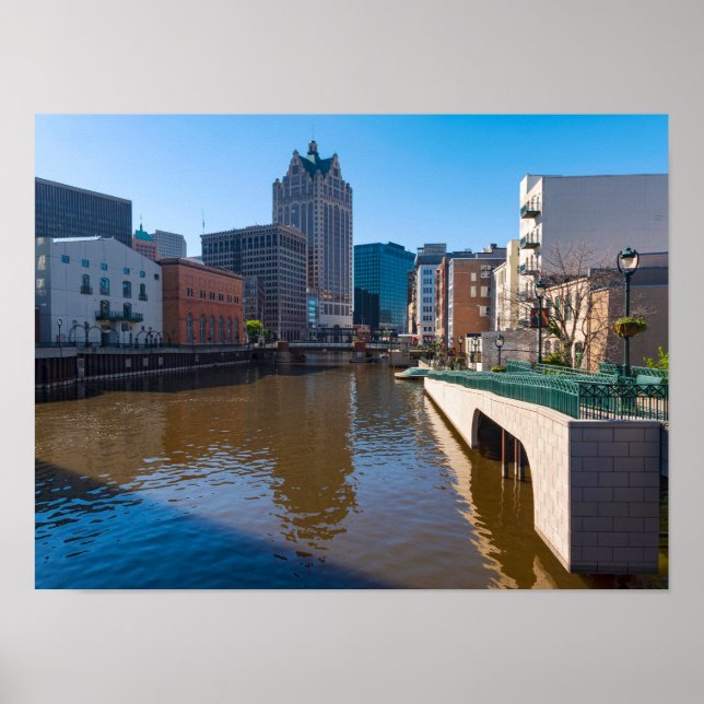 riverfront from kilbourn street in milwaukee poster (Front)