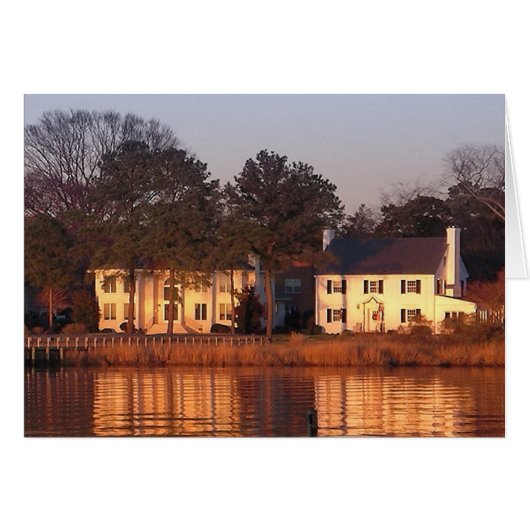 Riverfront Houses at Sunset Cards (Front Horizontal)