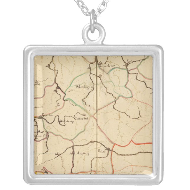 Rivers and Valleys of Germany Silver Plated Necklace (Front)