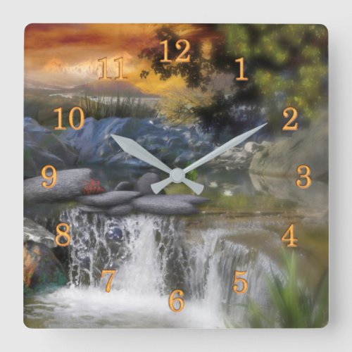 RIVERS FLOW LIKE TIME SQUARE WALL CLOCK