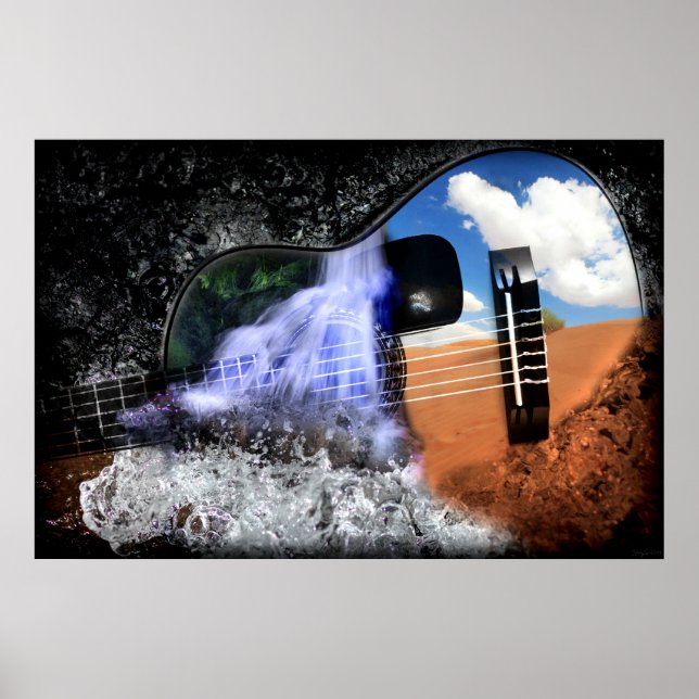 Rivers in the Desert (Guitar Art Poster) Poster (Front)