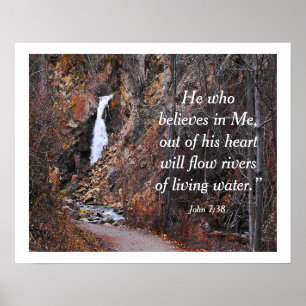 Rivers Living Water Inspirational Bible Quote Poster