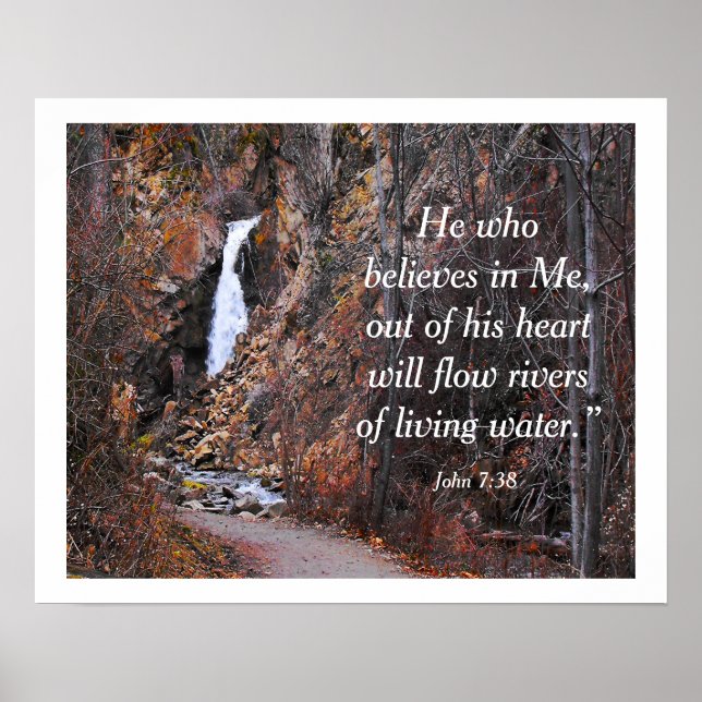 Rivers Living Water Inspirational Bible Quote Poster (Front)