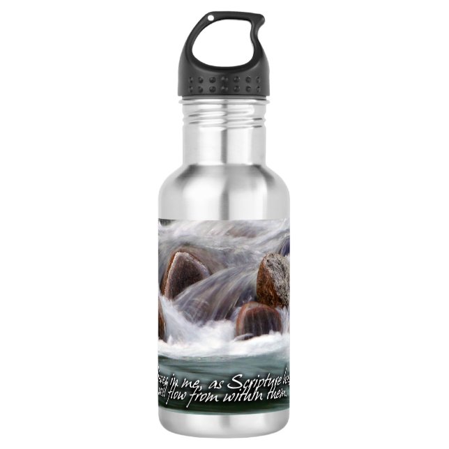 Rivers of Living Water Inspirational Stainless Steel Water Bottle (Front)