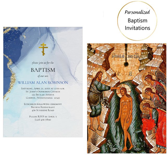 Rivers of Living Water Orthodox Christian Baptism Invitation (Creator Uploaded)