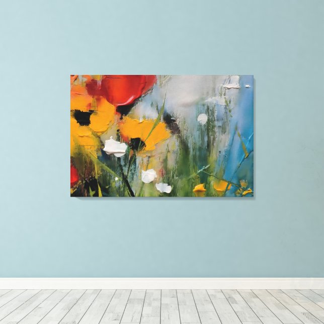 Riverside – Abstract Floral Landscape Canvas Print (Insitu(Wood Floor))