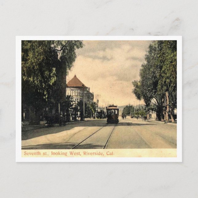 Riverside CA, Seventh Street 1910s View Postcard (Front)