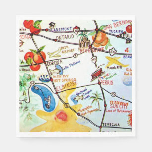 Riverside - California Colorful Map Napkins