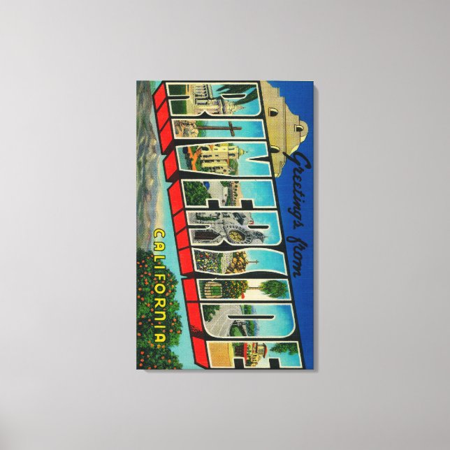 Riverside, California - Large Letter Scenes Canvas Print (Front)