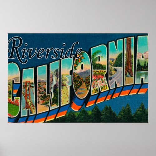 Riverside California _ Large Letter Scenes Poster