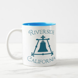 Riverside, California Raincross Fleur Design Two-Tone Coffee Mug
