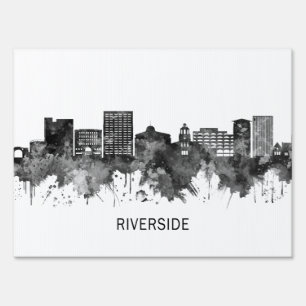 Riverside California Skyline BW Sign