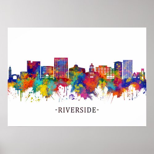 Riverside California Skyline Poster