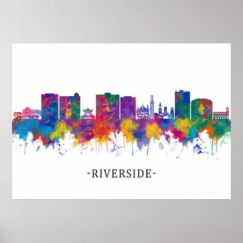 Riverside California Skyline Poster