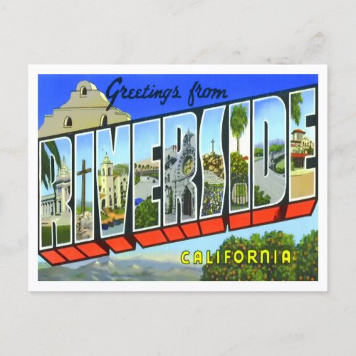 Riverside California Vintage Big Letters Postcard