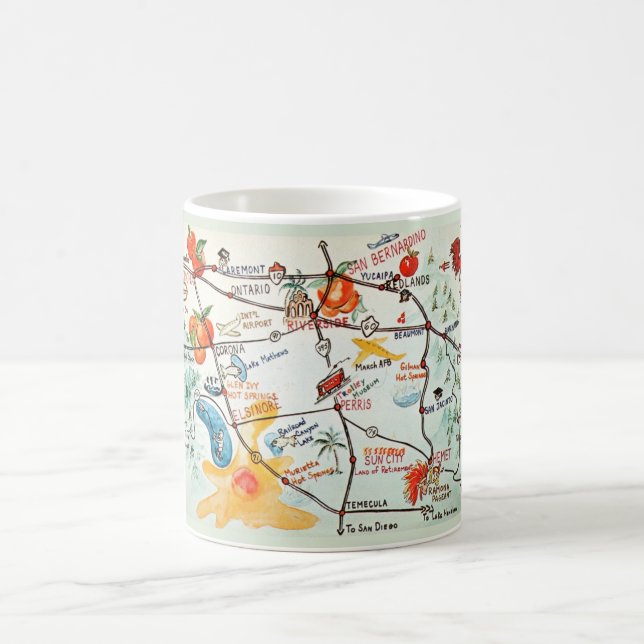 Riverside, Colorful Hand-Drawn California Mug (Center)