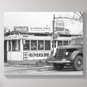 Riverside Diner, 1941. Canvas Photo Tile