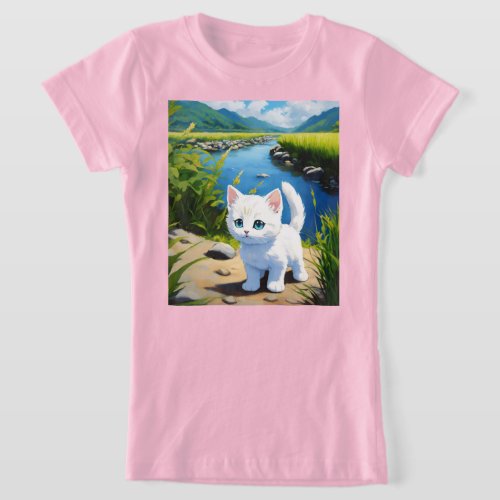 Riverside Explorer White Kitten in the Jungle  T_Shirt