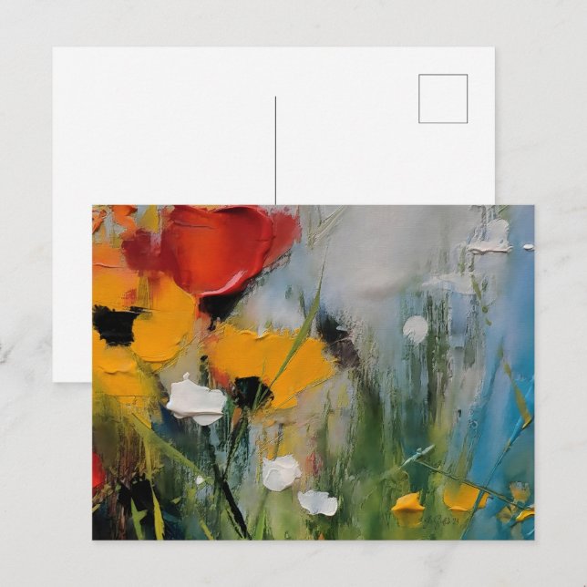 Riverside – Expressive Abstract Meadow Postcard (Front/Back)