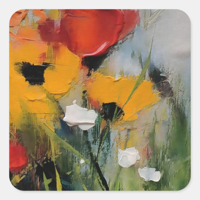 Riverside – Expressive Abstract Meadow Square Sticker (Front)