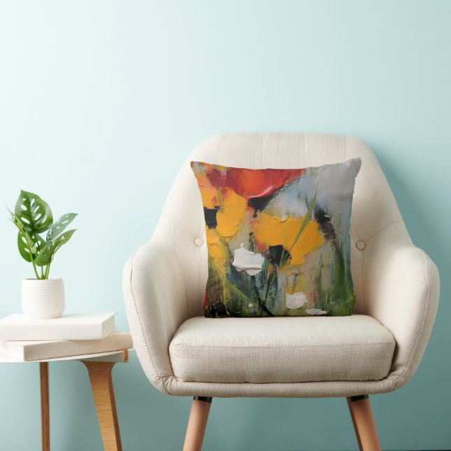Riverside – Expressive Abstract Meadow Throw Pillow (Chair)