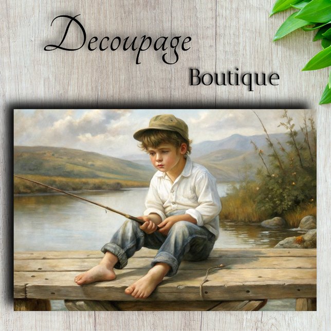 Riverside Serenity Young Angler's Patience  Tissue Paper (Riverside Serenity Young Angles's Patience Decoupage Tissue Paper By Decoupage Boutique)