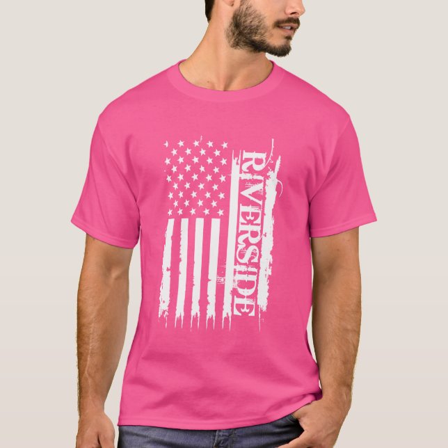Riverside United States Distressed w US Flag T-Shirt (Front)