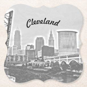 Riverview Cleveland B&W Paper Coaster